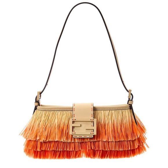 FENDI Handbags - Fendi Baby Raffia Shoulder Bag, Orange